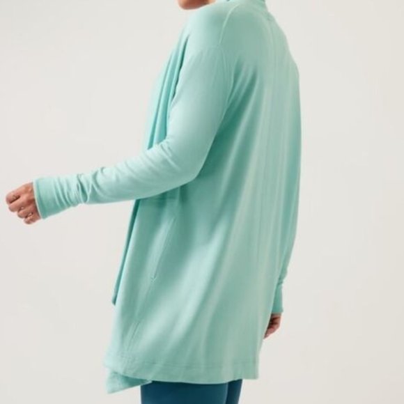 ATHLETA Plus Cozy Soft Pranayama Wrap Reef Green Heather Cardigan XXS - Picture 3 of 5